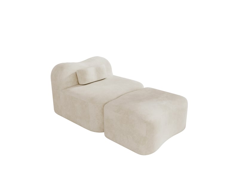 Canapé modulable, canapé 1 place, en tissu, beige, avec pouf, pour salon, chambre, adapté à l'espace de vie, appartement  - Conforama D