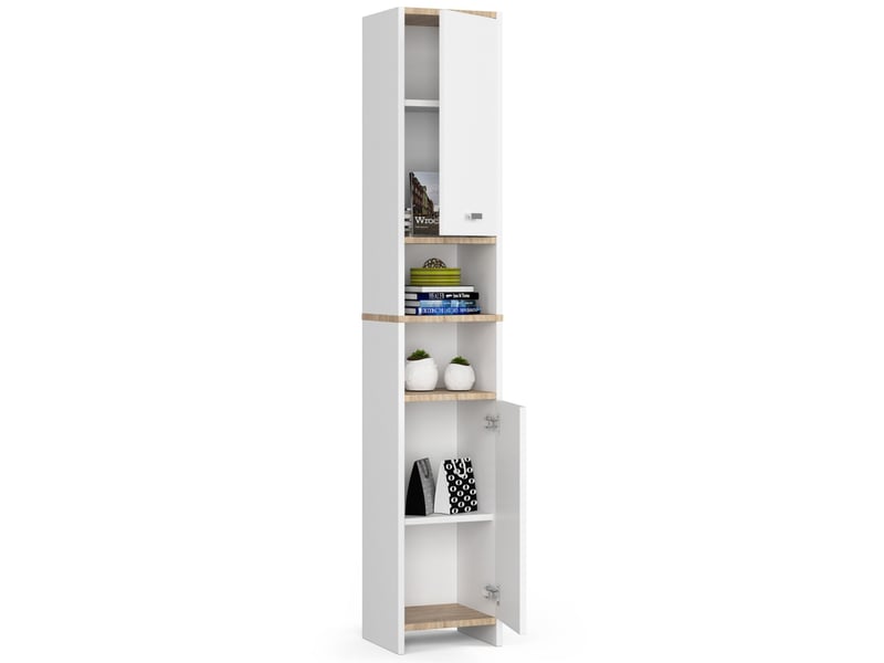  Colonne salle de bain akord beti blanche 32 cm 2 portes façade blanche 4 étagères 32x28x180 cm BETI - Conforama B