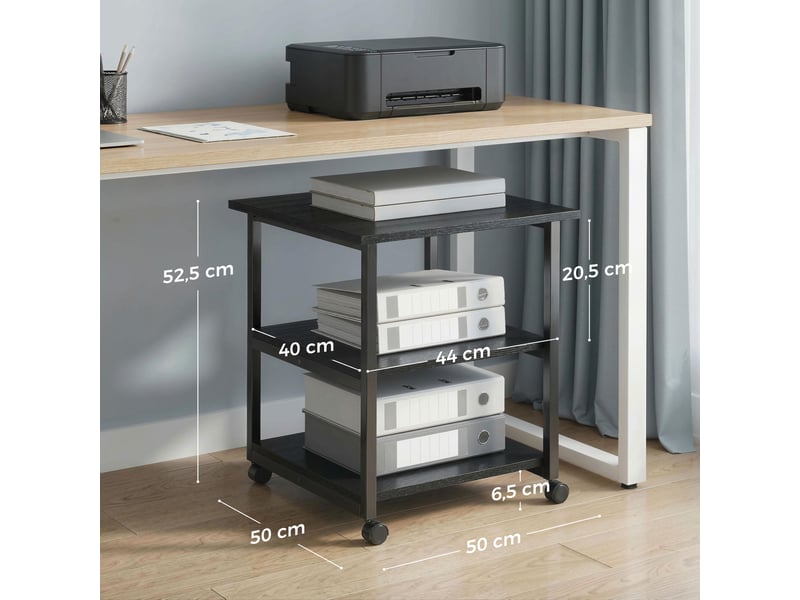  Support d'imprimante desserte de rangement 3 niveaux étagères mobile sur 50 x 50 x 52,5 cm roulettes  - Conforama C