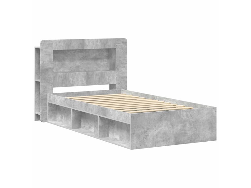 Lit simple- lit adulte - cadre de lit avec rangement gris béton 80 x 200 cm - Conforama A