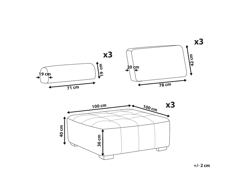 Canapé modulable 3 places tibro tissu blanc cassé  - Conforama C
