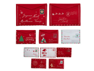 Lot de 10 sujets enveloppe feutrine h.25cm rouge et blanc