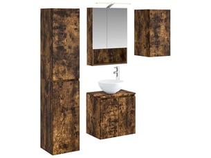 Vidaxl ensemble d'armoire de salle de bain 5 pcs chêne fumé
