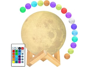 Lampe lune 3d 12 cm, 16 couleurs led tactile, rechargeable usb. Parfaite pour décoration ou cadeau anniversairenoël. Design réaliste et sécurisé.