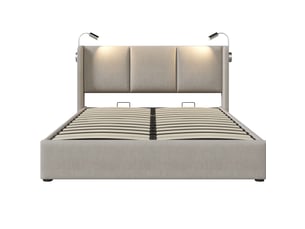 Lit coffre 160x200 cm <strong>FLORAGRACE</strong>  <strong></strong> coloris beige