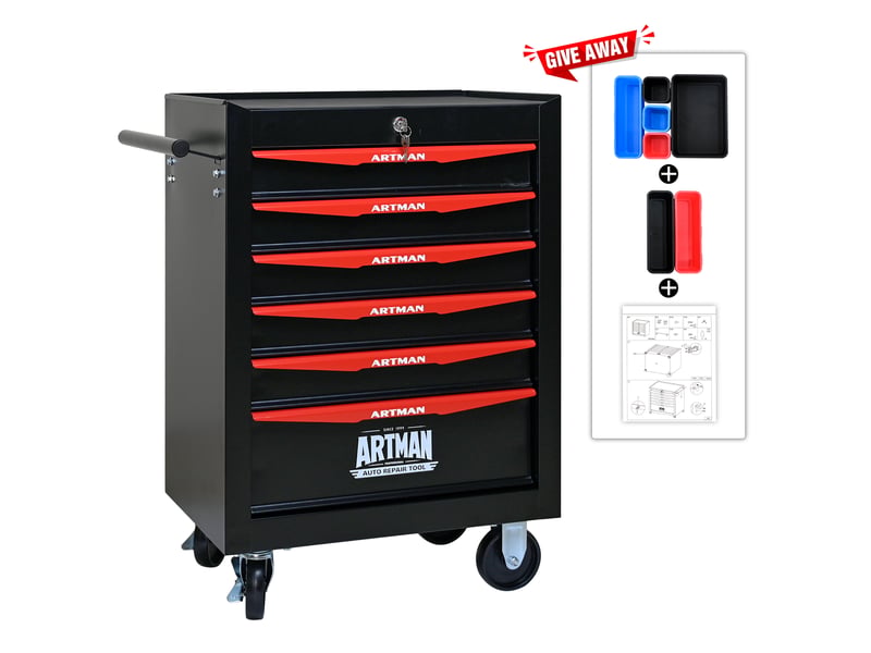  Armoire à outils 6 tiroirs - 6 tiroirs avec glissières à roulement à billes - dimensions assemblées 60x33x77.5 cm 60x33x77.5cm - Conforama C