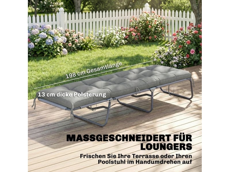 Coussin de chaise longue extérieur 198x65x13 cm gris clair avec liens - Conforama D