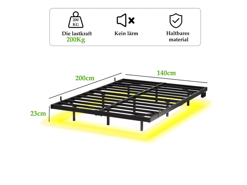  Lit 140x200 effet flottant avec led et station de charge evryae  - Conforama E