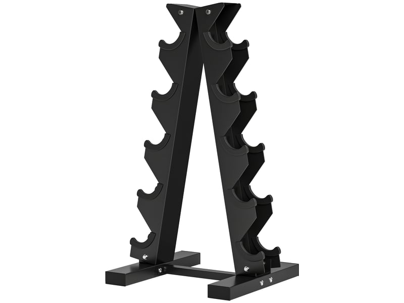  Support à haltères en acier à 5 niveaux avec inserts en plastique, 35 x 33 x 66 cm, noir  - Conforama B
