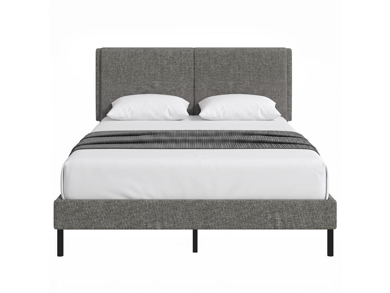  Cadre de lit 140x190 avec sommier, tête réglable et rangement sous le lit, double rembourré gris  - Conforama A