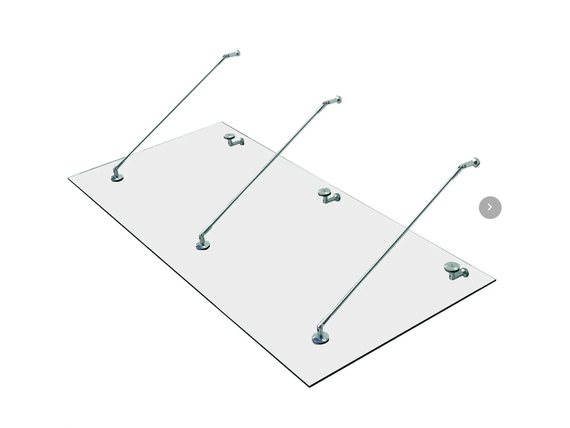  Auvent de porte 200 x 90 cm avec verre trempé transparent, 3 supports en acier inoxydable 304  - Conforama A
