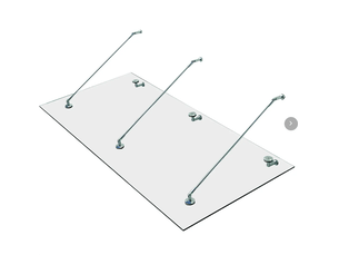 Auvent de porte 200 x 90 cm avec verre trempé transparent, 3 supports en acier inoxydable 304