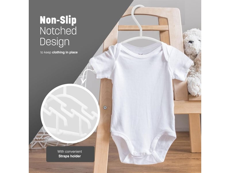  Lot de 36 cintres pour vêtements d'enfants, en plastique antidérapant, ronds et peu encombrants, pour un rangement optimal des vêtements d'enfants.  - Conforama D