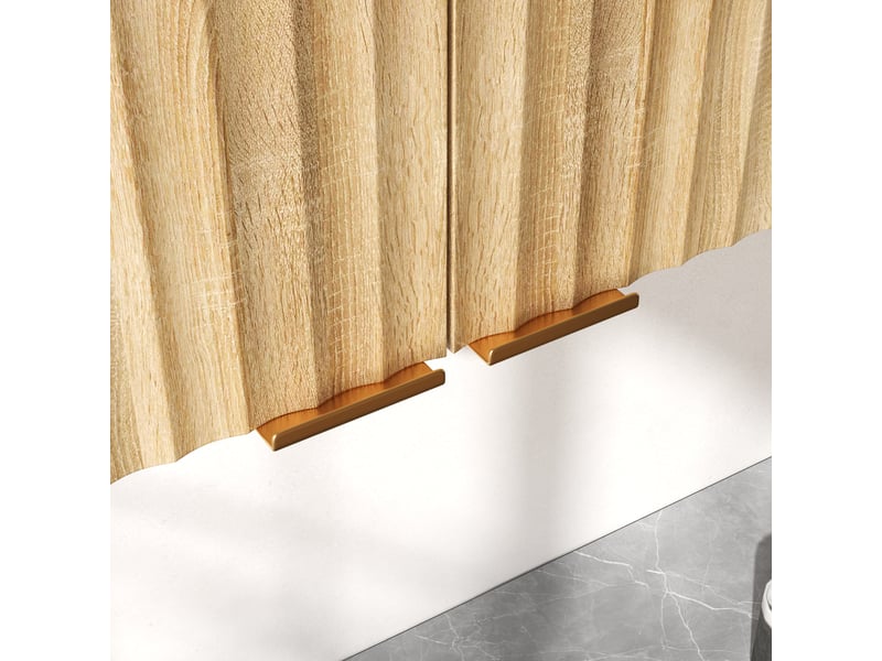  Armoire murale 3 portes rangement mural mdf naturel design moderne pour cuisine salle de bain 90x60 cm  - Conforama E