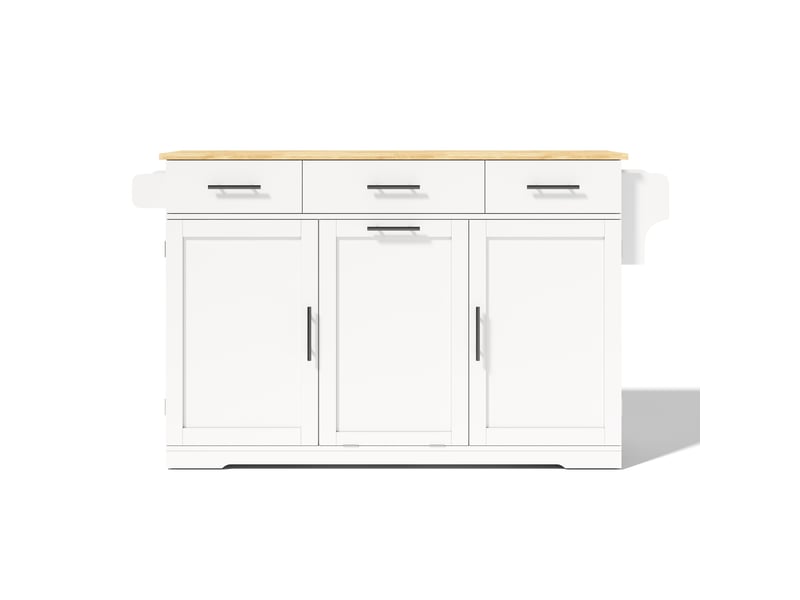  Îlot de cuisine avec plan rabattable 3 tiroirs en mdf blanc et naturel 136x75x92 cm N635P4079545556N - Conforama A