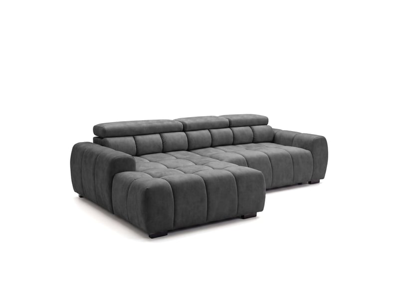 Canapé d'angle aldo avec fonction couchage, côté gauche, tissu salvador wr, graphite (15) - Conforama A