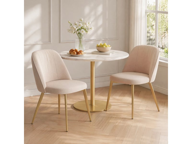  Lot de 2 chaises de salle à manger 50x53x80 cm modernes métal beige et doré  - Conforama B