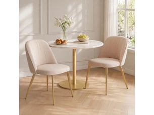 Lot de 2 chaises de salle à manger 50x53x80 cm modernes métal beige et doré
