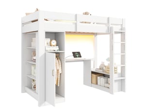 Lit mezzanine 90x200 cm <strong>WISHDOR</strong>  <strong></strong> coloris blanc