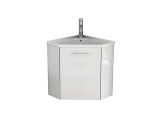 Meuble lave-mains d’angle gain de place avec vasque céramique 39,8 x 24,8 x 40 cm prémonté