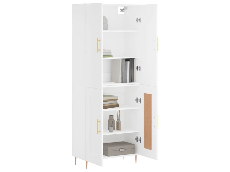  Buffet haut - bahut - meuble de rangement blanc 69,5x34x180 cm bois d'ingénierie  - Conforama C