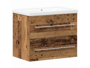 Meuble de lavabo de salle de bain, armoire de bain 2 pc bois ancien cf65494