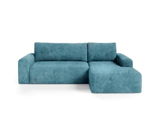 Canapé d'angle convertible en velours côtelé sontii turquoise