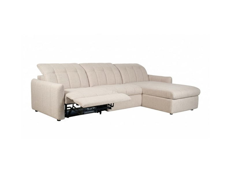  Canapé d'angle convertible roma avec relax électrique en tissu - blanc ROMA - Conforama D