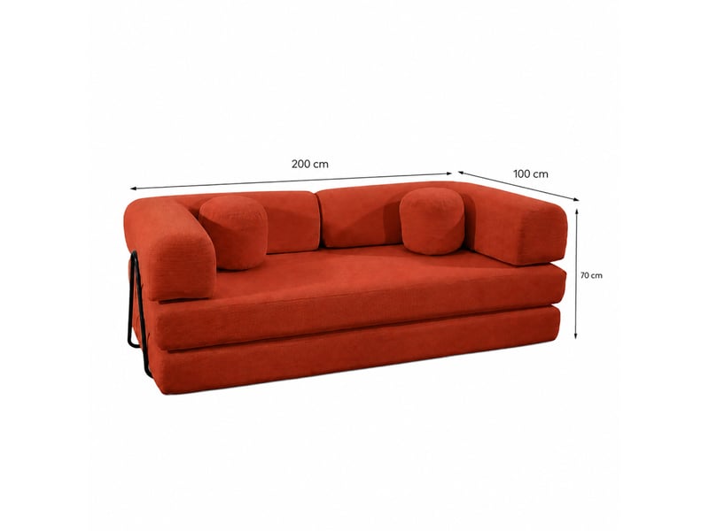  Canapé compressé convertible modulable 3 places en velours côtelé terracotta crosby  - Conforama C