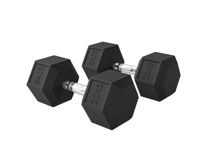  Haltères à poignée moletée, haltères en fonte, 2 x 20 kg pour la maison, la salle de sport et la musculation  - Conforama B