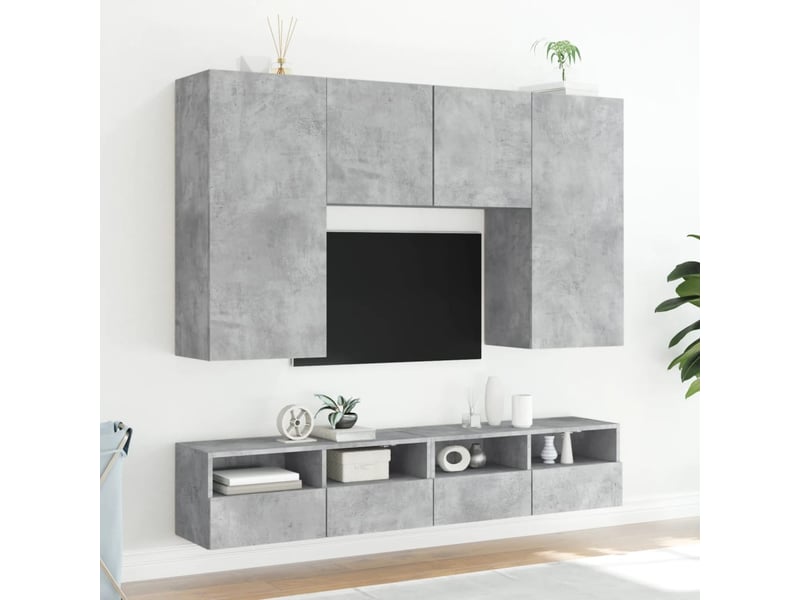  Meuble tv - banc tv - meuble de rangement mural gris béton 100x30x30 cm bois d'ingénierie  - Conforama D