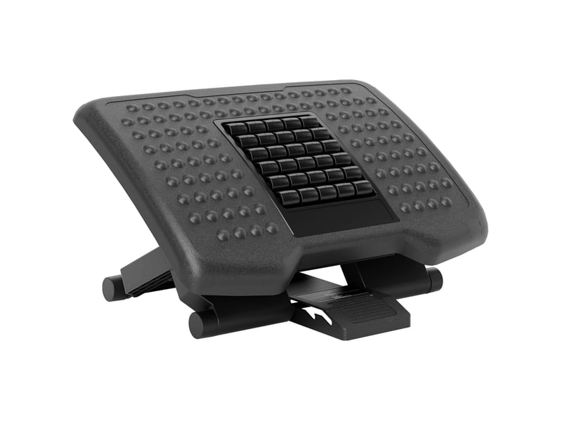  Repose-pieds de bureau réglable 46 x 35 x 17 cm noir en abs, rouleaux de massage et surface antidérapante  - Conforama A