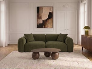 Canapé droit fixe <strong>BOBOCHIC</strong> <strong>SIENA</strong> 3 places Tissu vert