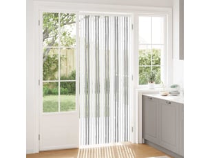 Rideau anti-insectes, moustiquaire en chenille gris clair et blanc cf43437