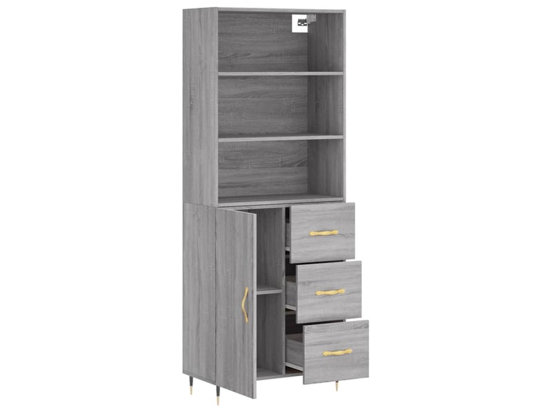  Buffet haut - bahut - meuble de rangement sonoma gris 69,5x34x180 cm bois d'ingénierie  - Conforama D