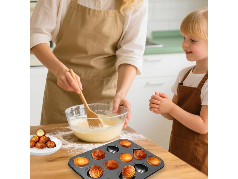  Moule à gâteau au beurre, riz, muffins, 12 cavités en forme de châtaigne antiadhésif pour la cuisson au four (noir) Cake tin - Conforama D