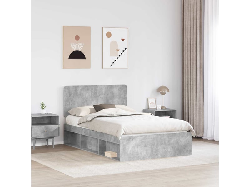  Lit double- lit adulte -  cadre de lit béton 120 x 190 cm bois de pin massif  - Conforama B