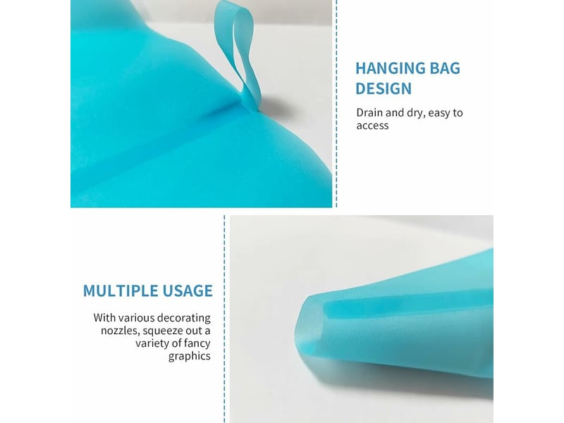 8pc kit de poche à douille professionnelle de poche à douille réutilisable-6 douilles patisserie et 1 bleu poches à douille en silicone - Conforama E