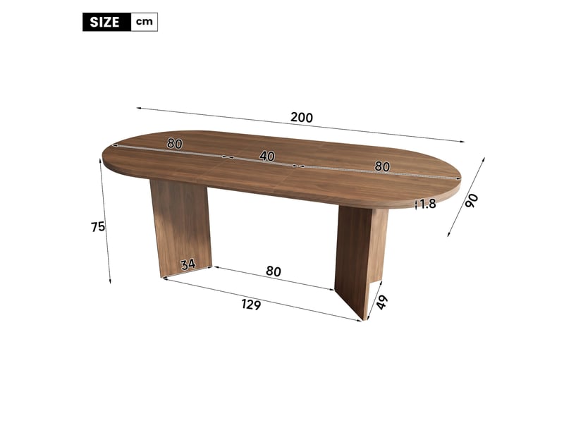  Ensemble table et 6 chaises de salle à manger, table extensible 160200 x 90 cm noyer, chaises vertes en bois d’hévéa avec coussin en mousse  - Conforama C