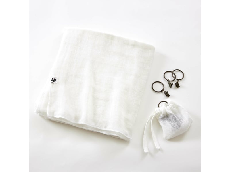  Rideau ajustable + 8 anneaux pince 140 x 270 cm 100% lin lavé evy blanc 15188 - Conforama D