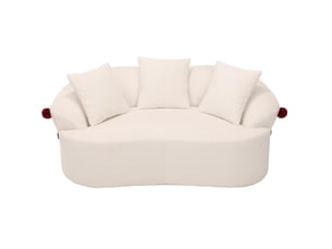 Canape droit 2 places compressé 163x93x68 cm en mousse et velours côtelé couleur incurvé blanc, design moderne