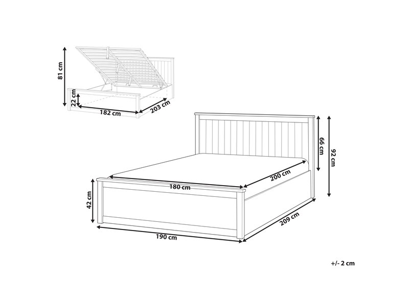 Lit ottoman bois de pin lambres 180 x 200 cm blanc - Conforama C