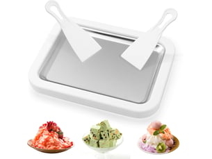 Moule à glace avec 2 spatules - petit appareil à glace roulée instantanée pour glaces roulées maison, yaourts glacés, gelatos