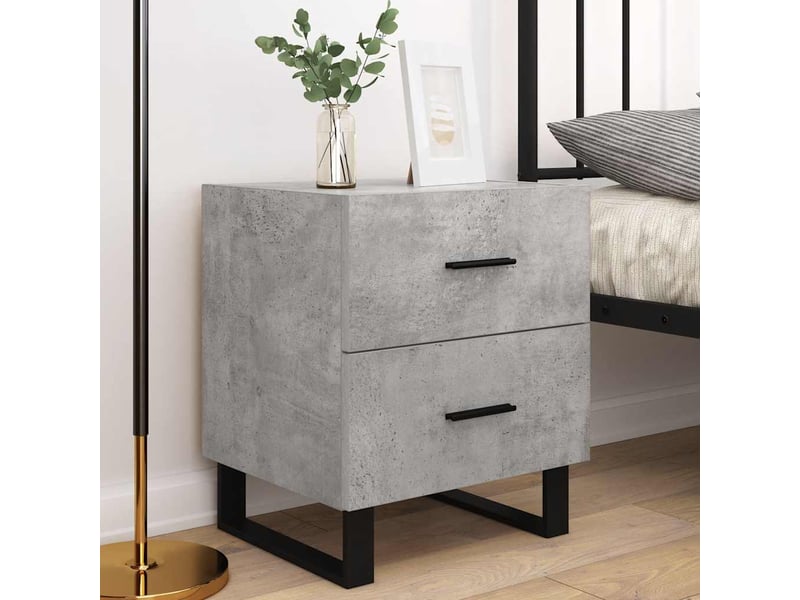  Lot de 2 tables de chevet - cabinet de chevet - table de nuit gris béton 40x35x47,5cm bois d’ingénierie  - Conforama B