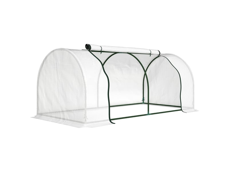  Serre de jardin - dimensions - couverture pe isolante - cadre en acier robuste - porte à fermeture éclair 200x100x80cm - Conforama A