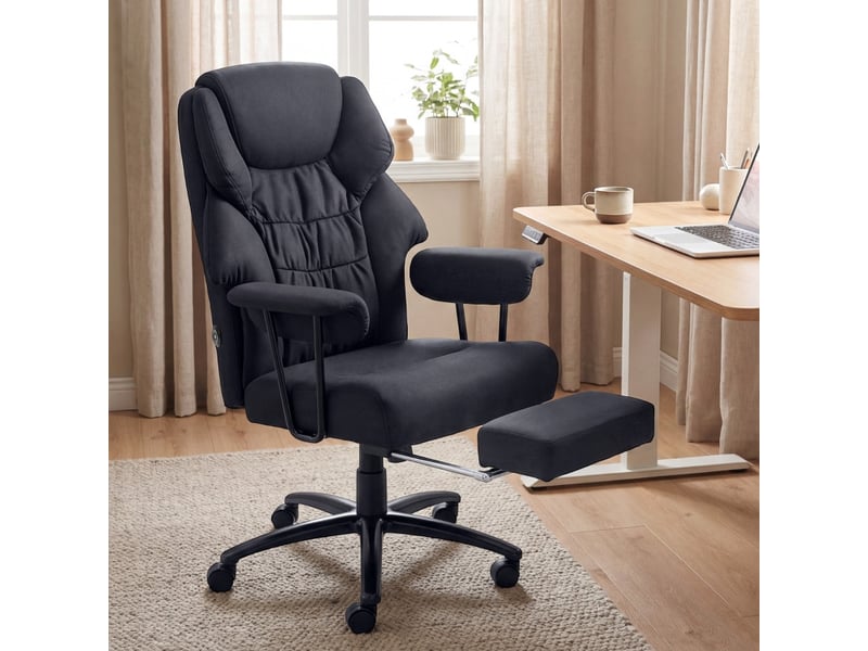  Fauteuil de bureau riven massant 3d repose pieds dossier haut noir  - Conforama C