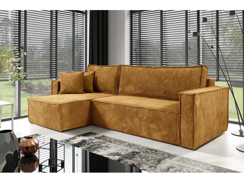  Canapé d'angle convertible cord jimmy jaune  - Conforama B