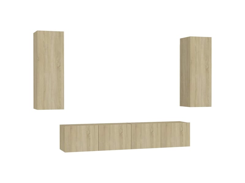  Ensemble de meubles tv 4 pcs chêne sonoma bois d'ingénierie shl16473  - Conforama A