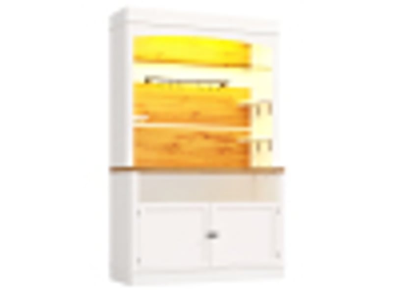  Lot de 2 buffets hauts, coloris blanc, 107 × 34 × 184 cm chacun, mdf et métal, led rgb pilotable par application  - Conforama A