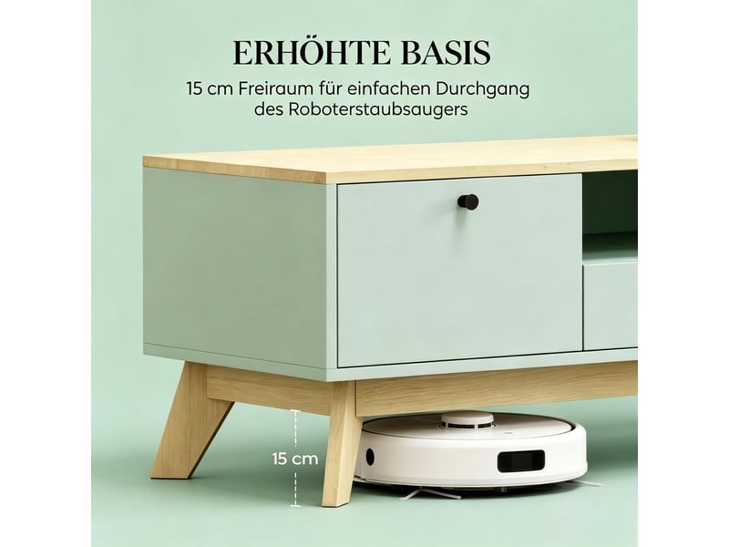 Table basse rangement table de salon tiroir intégré porte de rangement et compartiment ouvert - Conforama E